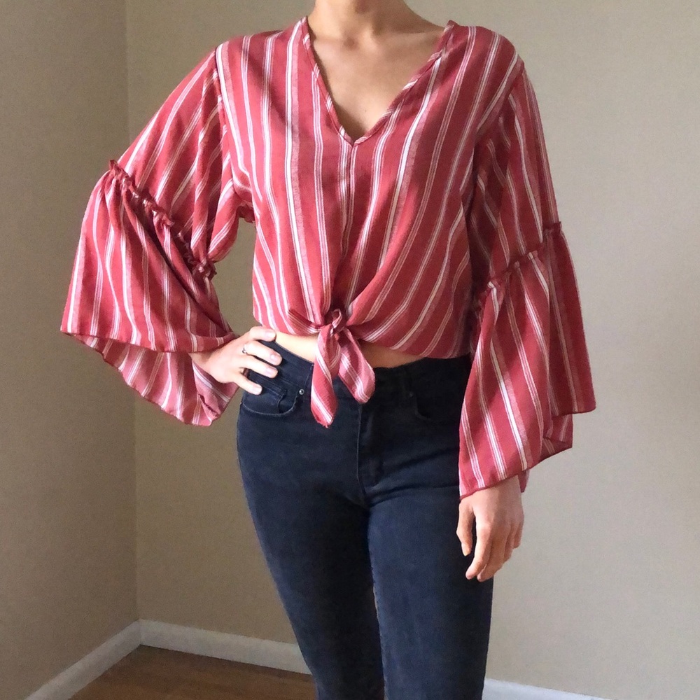 Pink and White Stripe Blouse